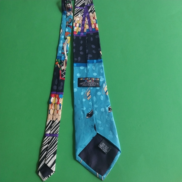 Vintage 90s Looney Tunes Golfer Mens Necktie Bugs Bunny Taz Daffy Cartoon Gift - Picture 5 of 6